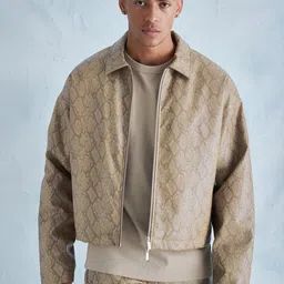 boohooMAN Snake Texture Faux Leather Jacket-50