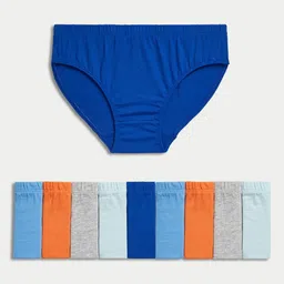 Marks & Spencer Boys Pack Of 10 High Rise Basic BriefsT711441VMULTI/BRIGHTS-50