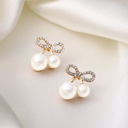 DressBerry Bow Shaped Beads & Stone-Studded Studs Earrings-image-48