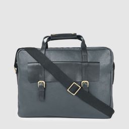 Hidesign Men Blue Solid Leather Laptop Bag-10