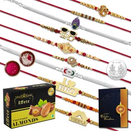 DeoDap Unisex 12 Pieces Beaded Rakhi Gift Set-image-68