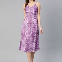 Pluss Trendy Purple and Off White Dyed Ruched Dress-image-5