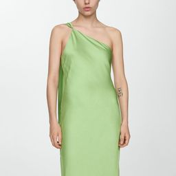 MANGO One Shoulder Satin Finish Sheath Maxi Dress-image-30