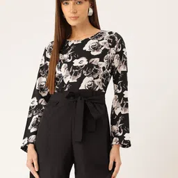 Sleek Italia Floral Printed Jumpsuit with Waist Tie Up-picture-49