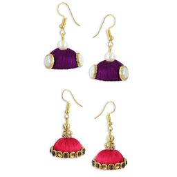 AKSHARA Set Of 2 Gold-Plated Handcrafted Dome Shaped Jhumkas-18