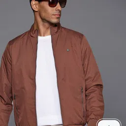Louis Philippe Solid Mock Collar Reversible Padded Jacket-image-28