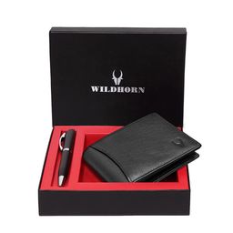 WildHorn Men Black & Silver-Toned RFID Protected Genuine Leather Accessory Gift Set-image-54