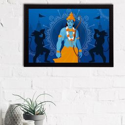 eCraftIndia Blue & Orange Lord Ram Satin Matt Textured UV Wall Painting-image-92