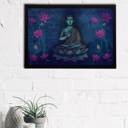 eCraftIndia Blue & Grey Meditating Lord Buddha Satin Matt Textured UV Wall Painting-15