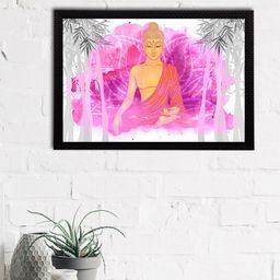 eCraftIndia Pink &White Meditating Lord Buddha Satin Matt Texture UV Wall Art-image-62