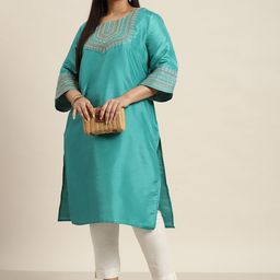 Sztori Plus Size Ethnic Motifs Yoke Design Kurta-2