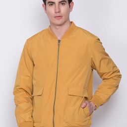 LINDBERGH Men Mustard Yellow Solid Bomber Jacket-image-8