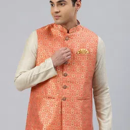 Manthan Woven Design Nehru Jacket-image-71