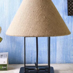 Devansh Beige Solid Frustum Bedside Lamp-38