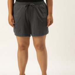 Rute Women Plus Size Charcoal Grey Solid Cotton Shorts-88