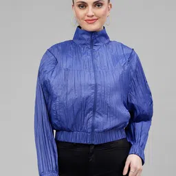 KASSUALLY Women Blue Printed Lightweight Tailored Jacket-image-92