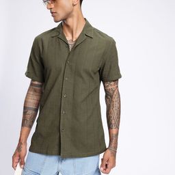 glitchez City Cool Waffle Weave Textured Casual Shirt-image-25