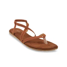 Metro Women Brown Solid Open Toe Flats-46