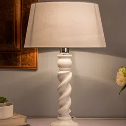 Homesake White Solid Handcrafted Bedside Standard Table Lamp with Shade-25