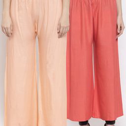 TAG 7 Women Pack Of 2 Solid Straight Palazzos-picture-0