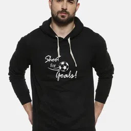 Campus Sutra Men Black & White Printed Hooded Sweatshirt-picture-34