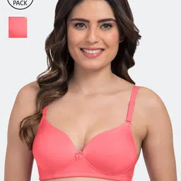 Tweens Peach-Coloured Solid Non-Wired Heavily Padded Everyday Bra TW-3PC-1570-CRL-30B-24