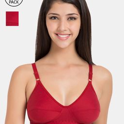 Souminie Pack Of 2 Red Solid Non-Wired Non Padded Everyday Bra SLY-935-2PC-57