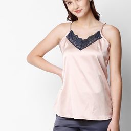 I like me Women Peach-Coloured & Navy Blue Solid Satin Night Suit-image-72
