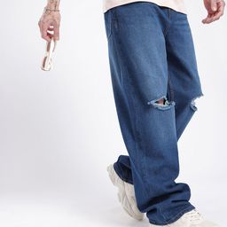 glitchez Men Urban Rizz Wide Leg Mildly Distressed Light Fade Jeans-picture-32