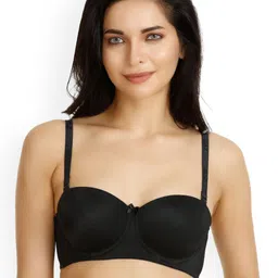 Zivame Black & Black Solid Underwired Lightly Padded Balconette Bra ZI1133COREBLACK-29