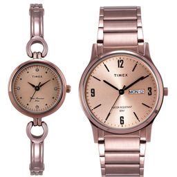 Timex Pairs Rose Gold-Toned Analogue Watch - TW00PR265-42