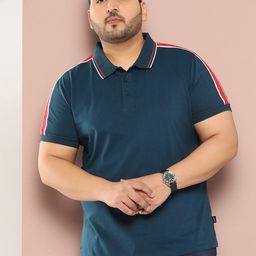 Sztori Men Plus Size Striped Polo Collar Pure Cotton T-shirt-image-66