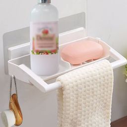HOKIPO White Towel Rod Plastic Soap Dish-27