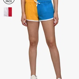 Kotty Women Pack of 2 Colourblocked Hot Pants-image-12