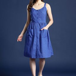 Mast & Harbour Self Design Schiffli A-Line Dress-picture-25