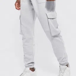 boohooMAN Men Slim Fit Metal Tab Cargo Joggers-image-66