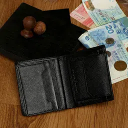 LOUIS STITCH Men Black Leather Two Fold Wallet-56