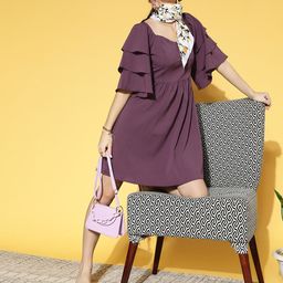 Athena Women Charming Purple Solid Volume Play Dress-image-68