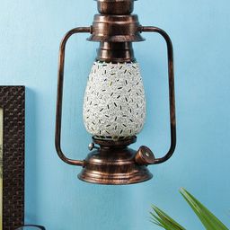 Devansh Bronze-Toned & White Solid Traditional Wall Lantern-17