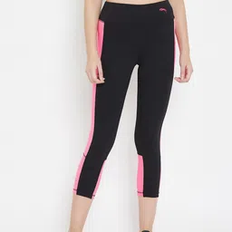 JUMP USA Women Black & Pink Colourblocked Slim-Fit Active Wear Gym Tights-picture-14