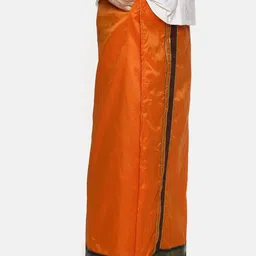 Sethukrishna Men Orange Solid Readymade Dhoti-image-4