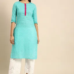 Anouk Women Turquoise Blue Ethnic Motifs Printed Kurta-image-45