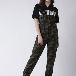 KASSUALLY Women Green & Black Printed Basic Jumpsuit-image-80
