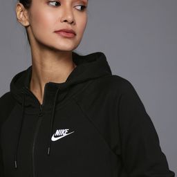 Nike Women Black NSW ESSNTL FLC FZ Hooded Sweatshirt-image-83