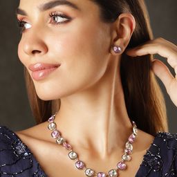 Rubans Rhodium-Plated CZ-Studded Jewellery Set-image-22