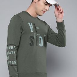 Alcis Men Olive Green Printed Sweatshirt-image-22