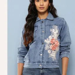 Aarika Washed Lightweight Denim Jacket with Applique Detail-39