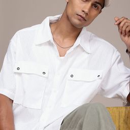 The Roadster Life Co. Self Striped Drop-Shoulder Sleeves Relaxed Fit Casual Shirt-image-25