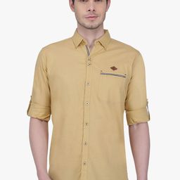 Kuons Avenue Men Beige Slim Fit Solid Casual Shirt-image-51