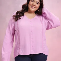DressBerry Curve Lace-Inserts Crinkled Top-image-26
